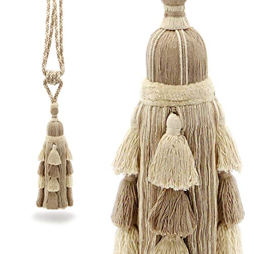Embrasse à Rideau, Embrasse Pompon, Rideau Cordon Passementerie Shabby Chic et Romantique - Pompons - Longueur 74 cm - Beige/Ecru - 100% Coton Cover