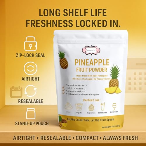Image of Confect Pineapple Powder | Pure & Natural Fruit Powder for Smoothies, Baking, Beverages, Juices, Tea & DIY Recipes | Vegan, Gluten-Free, No Added Sugar - 200 Gms
