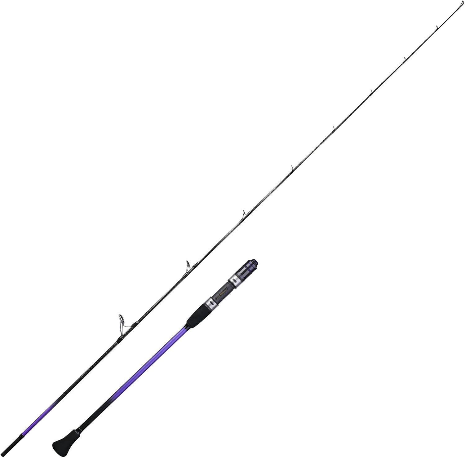 HANDING Slow Pitch Jigging Rod 2-Piece Saltwater Fishing Rod with Fuji TCSD Gold and Fuji A Guide Rings for Grouper Snapper Amberjack Offshore Fishing