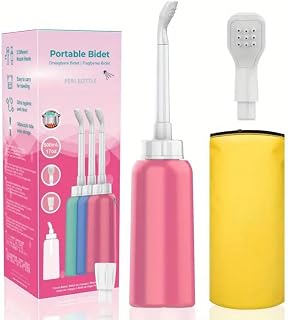 Wolfbeam The Original XL Butt Shower Portable Bidet, Pink, 500ml | 17oz, 2 Nozzle, Scalable Tube, Travel Bidet Douche Bottles for Women, Peri Bottle Postpartum for Feminine Care