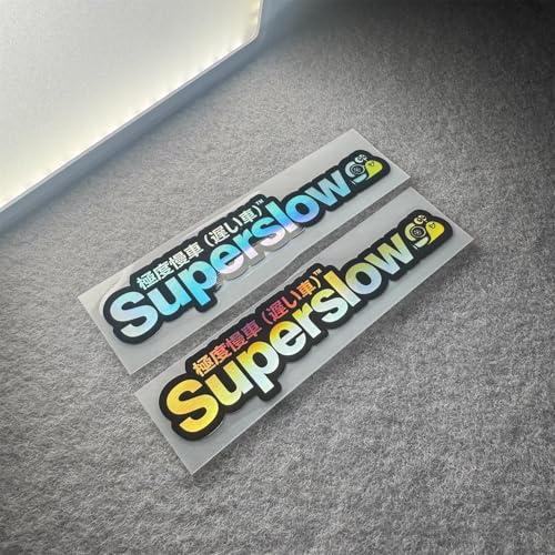 Image of Car Styling Sticker for Japanese Superslow Snail Creative Words Auto Oil Tank Window Body Vinyl Computer Case Motocross Decals (20x4.6cm Black Laser 2PCS)