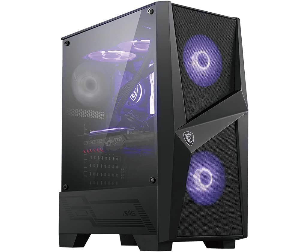 MSI Funda para Juegos de PC de Torre Media – Panel Lateral de Vidrio Templado – Ventilador RGB de 120 mm – Soporte de refrigeración líquida hasta 240 mm Radiador x 1 – mag Forge 100 M