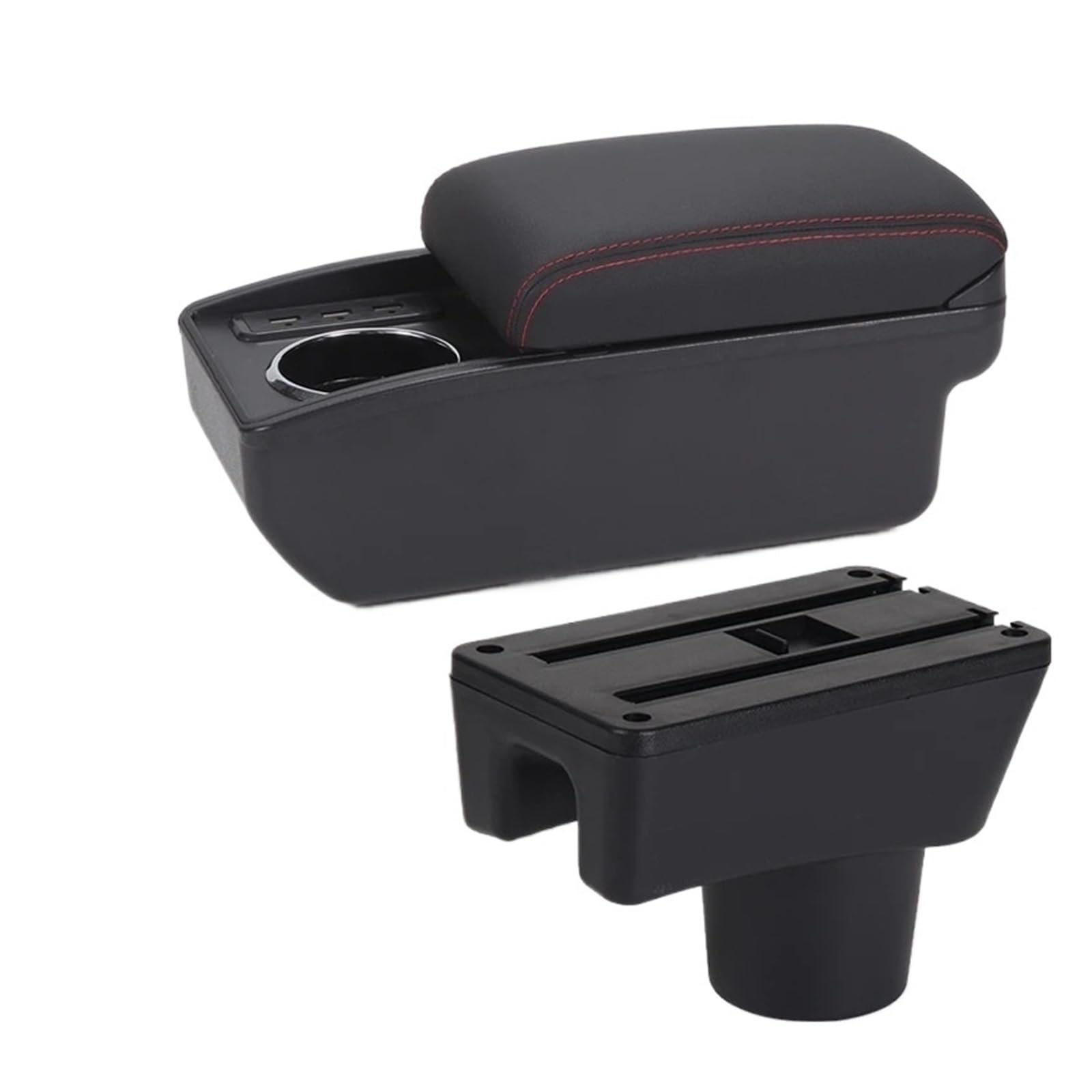 Umdjju B1 Black Red 6Usb For Dodge For Attitude Car Armrest Auto Storage Box Accessories Car Centre Console Armrest Box(B1 Black Red 6Usb)