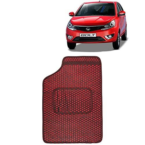 Image of Kingsway Dotted Design Car Floor Foot Mats Universal Fit for Tata Bolt, Model Year : 2014 Onwards, Water and Dustproof, Color Red, Set of 5 Pieces