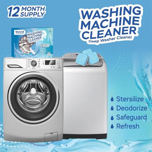 Yoziaaoa 4 Pcs Washing Machine Cleaner Descaler Deep Cleaning Washer Cleaner Tablets For HE Front Loader & Top Load Washer