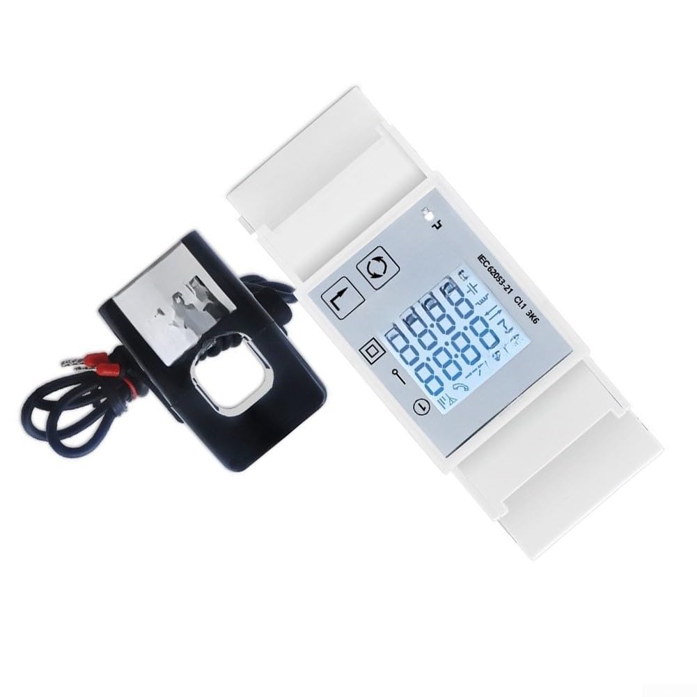Contatore di corrente su guida DIN monofase RS485 contatore di energia | RS485 Comunicazione, monofase, esterno per ct, monitoraggio solare PV, dati in tempo reale