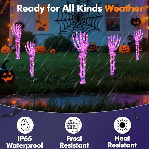 Halloween Decorations Outdoor, 5Pcs Solar Lighted Skeleton Arm Stakes - image 4