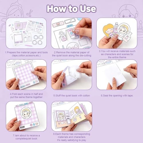 Image of PATPAT 2Pcs DIY Paper Quiet Book Cute Makeup-Theme Scene Activity Book