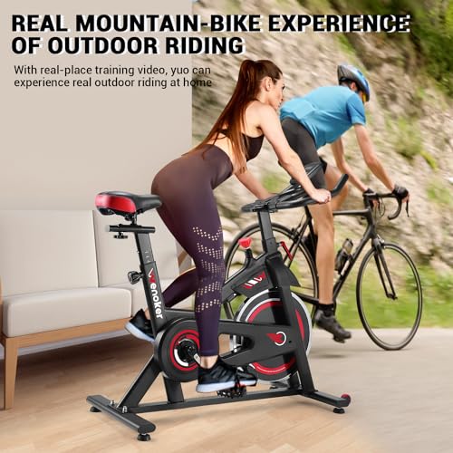 Image of Exercise Bike, WENOKER Stationary Bike for Home, Indoor Bike with Silent Belt Drive, Heavy Flywheel, Comfortable Seat Cushion and Upgraded Digital Display