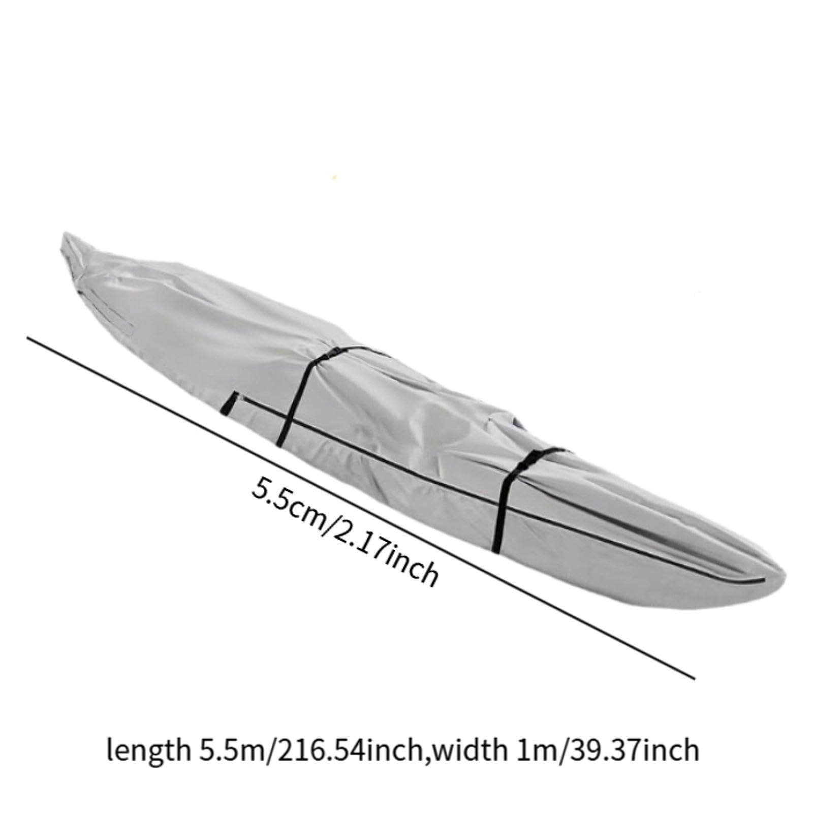 Kajakabdeckung Wasserdicht Staubdicht Schutzhülle Boot Polyester Langlebig Wetterfest für Aufbewahrung Outdoor Angeln Paddelzubehör Gartenlagerung, Länge 5.5 M
