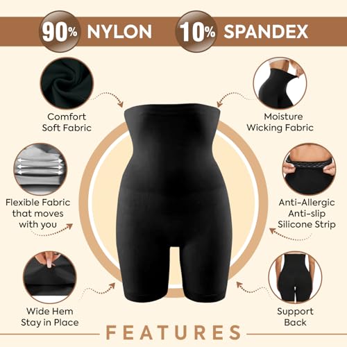Image of SHAPEMOUR High Waist Shapewear for Women, Body Shaper Shorts with Silicone Grip, No Steel Bones Slimming Panties, Seamless Design Tummy Control Tucker
