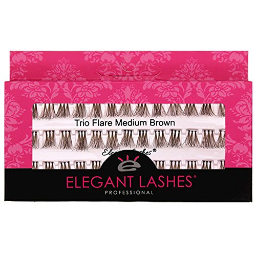 Elegant Lashes Trio Flare - Pestañas individuales de color marrón medio (paquete individual - 1 bandeja)