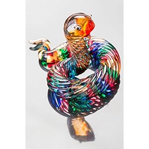 WitnyStore 2″ Long Multicolor Lifting Head Glass Snake Figurine – Collectible Animal Art – Colored Hand Blown Painted Glass Miniature Table Decor Crystal Serpent Cobra Reptile Gift Souvenir