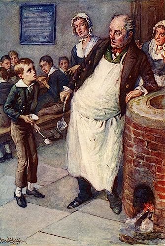 Tableau Toile Charles Dickens Oliver Twist par Harold Copping Décoration Murale 60x90cm