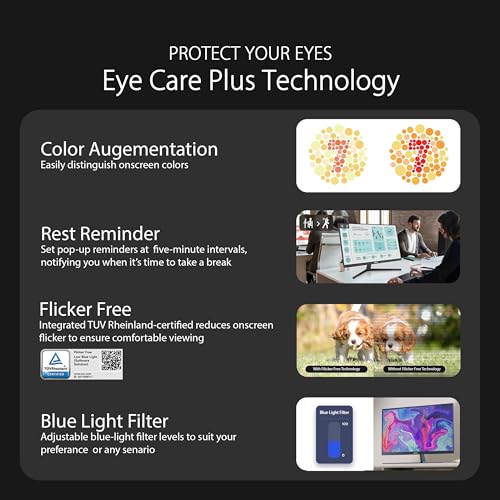 VU249CFE-B Monitor Eye Care da 24” pollici (23,8) Full HD (1920 x 1080) IPS 100 Hz, 1 ms, Adaptative-Sync, USB Type-C 15W Power Delivery, Ecosostenibile, DisplayWidget Center, Eye Care Plus, Blu - Monitor - Immagine 4