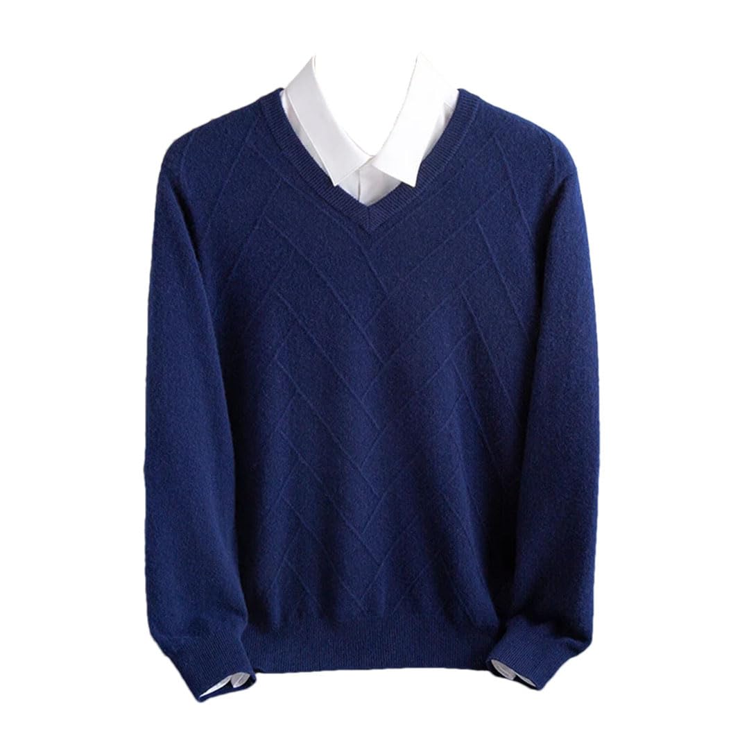Inverno degli uomini 100% maglione di lana con scollo a V allentato pullover a maniche lunghe maglione di cachemire Plus Size tinta unita maglione