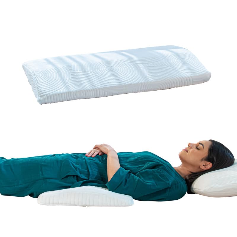 The White Willow Lumbar Support Orthopaedic Memory Foam Spine Alignment Waist Support Bed Sleeping Pillow for Lower Back Pain Relief, Sciatica – (27.5″ L x 15.5″ W x 2.5″ H) – White