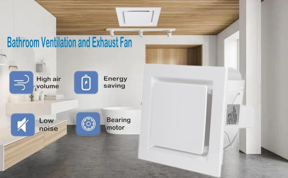 Miniatura 6 de Extractor de baño sin luz, ventilador de ventilación de montaje en techo, extractor de baño 110V, ventilador de baño para cocina 120CFM 1.2Sones