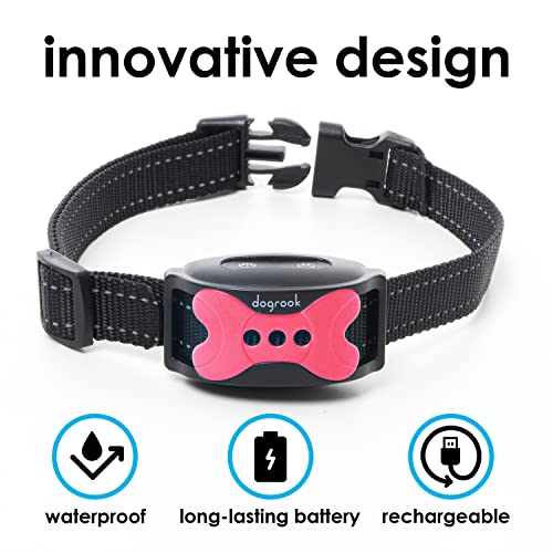 Dogrook Dog Bark Collar - Rechargeable Smart Anti Barking Collar For Dogs - Waterproof No Shock Bark Collar For Small/Medium/Large Dogs - Anti Bark Collar For Dogs With 5 Sensitivity Levels #TOP4