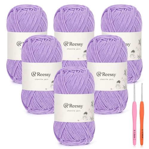 Image of Skinny Chenille Yarn for Crocheting - 6 Pack of 50g /1.76oz - Soft Thin Chenille Yarn - Baby Weights CYC #2, Gentle for Baby Blankets, Plush Toys & Wearables - 951yd Total (Frost Blue)