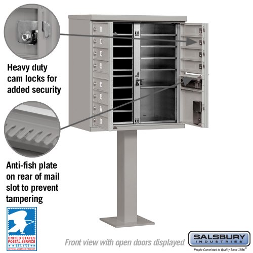 Salsbury Industries 3312Gry-U 12 A Size Doors, Gray Type Ii Cluster Box Unit Mailbox & 3308Gry-U 8 A Size Doors,Type I Cluster Box Unit, Gray, For Use With The Usps Lock #TOP3