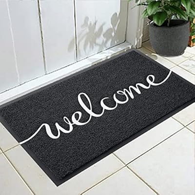 Fireosma Door mat, Outdoor Indoor Welcome mat, Durable Non-Slip Easy to Clean Front Doormat, Entrance Rectangular Doormat, for high Traffic Areas (30" x 17.5", Black)