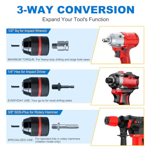 1/2"-20 Keyless Drill Chuck Adapter 3-in-1 for Impact Driver by stigreun - Used condition - Image 5