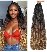 GUMIOKY French Curl Braiding Hair 9 Packs 24 Inch Loose Wave Spiral Curly Ombre Braiding Hair Ext...