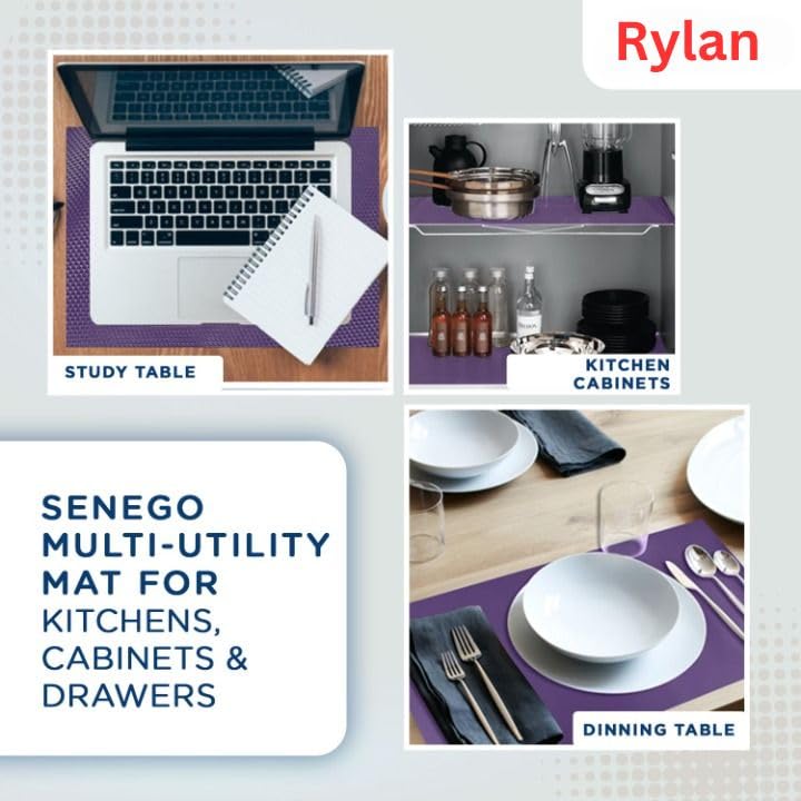 Image of Rylan (45 cm x 5 m) Multipurpose Anti-Slip Mat, Sheet for Fridge, Kitchens, Cupboard, Drawers, Shelf Liner | Super Strong EVA, Water Resistant (Diamond Texture, Purple)