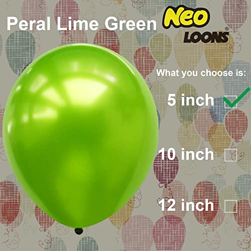Image of Neo LOONS 100 pcs 5 inch Pearl Lime Green Premium Latex Balloons - Great for Birthdays, Weddings, Receptions, Baby Showers, Water Fights, or Any Celebration