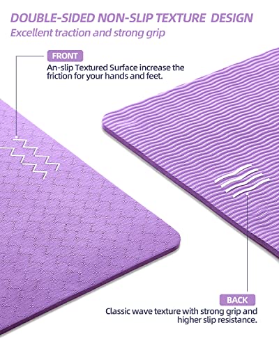 Foto von Amazon Brand - Umi Yogamatte rutschfest TPE Gymnastikmatte Fitnessmatte Sportmatte für Yoga Pilates Gymnastik mit Tragegurt - Violett1