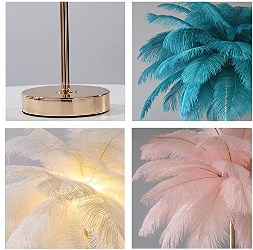 White Natural Ostrich Feather Floor Lamp for Modern Living Rooms and Bedrooms, 63