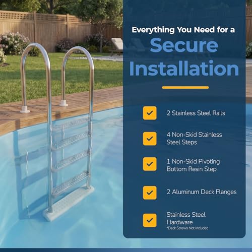 Image of Blue Wave Premium Stainless Steel in-Pool Ladder for Above Ground Pools
