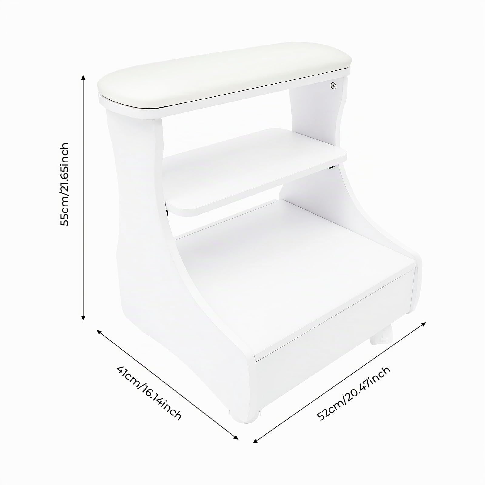 Chaise de Pédicure Mobile Avec Tiroirs, Chariot de Bain de Pieds Avec Roulettes pour Manucure et Massage (Blanc)