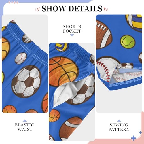 ZZXXB Baseball Football Basketball Print Boys Long Pants Soft Trousers Elastic Waist Kids Lounge Bottoms with Pockets S-XL4