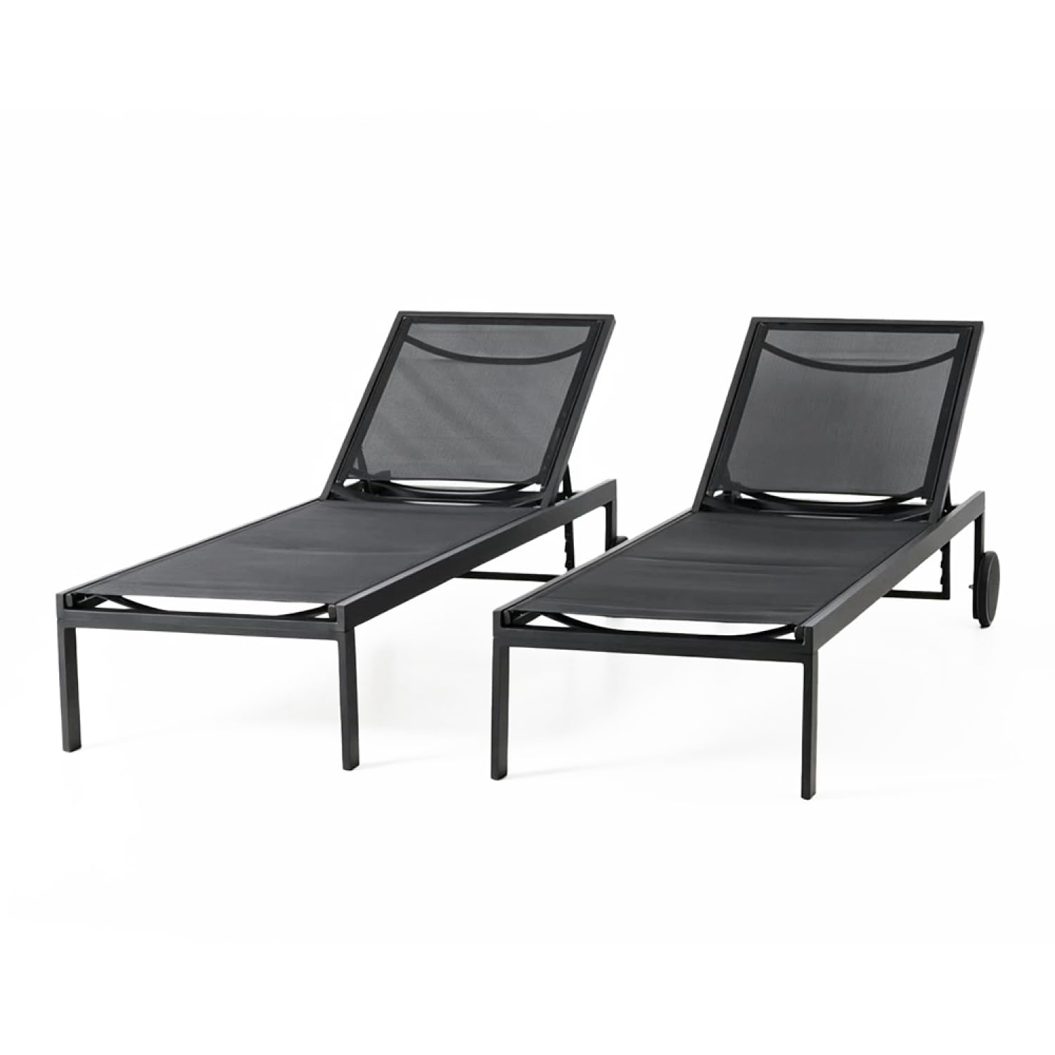 CONCEPT USINE Lot de 2 Bains de Soleil Cuba Noir Aluminium 215 cm