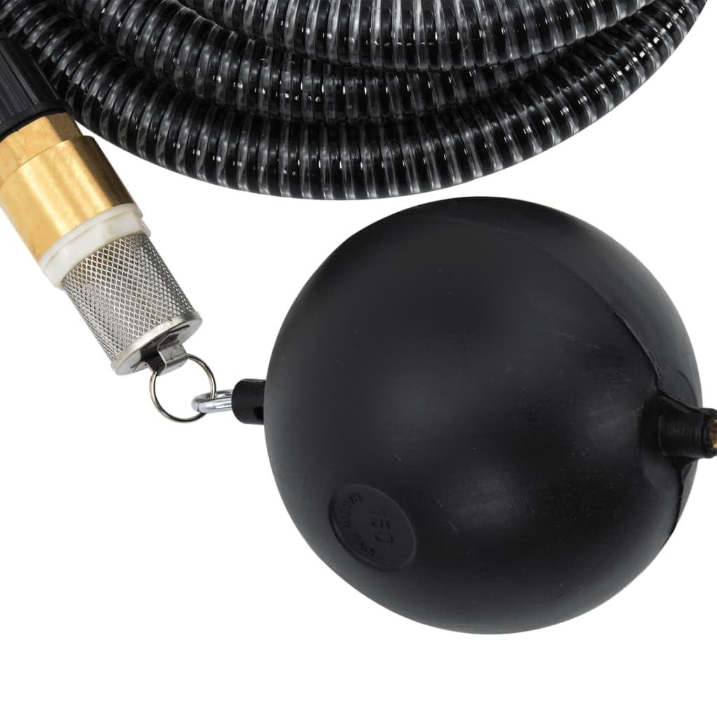 vidaXL Manguera de Succión, Manguera con Flotador Conectores de Latón, Manguera de Aspiración, Herramienta para Filtro de Agua, PVC Negro 29 mm 4 m
