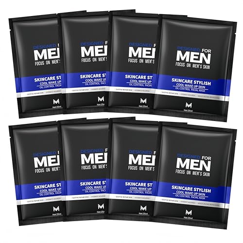 Gesichtsmaske Männer 8 Stück - Tuchmasken Gesicht Geschenkset Männer - Gesichtsmasken Set - Men Face Mask Ölkontrolle & Klärende - Feuchtigkeitsspendend Gesichtsmaske Tuchmaske - Maske Gesicht