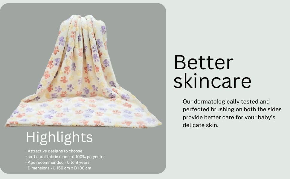 Image of First Kick Kids Blankets Printed Sheet Blanket for Boys and Girls (1-5 Years), L 150 cm x B 100 cm, Pack of 1 Pc.