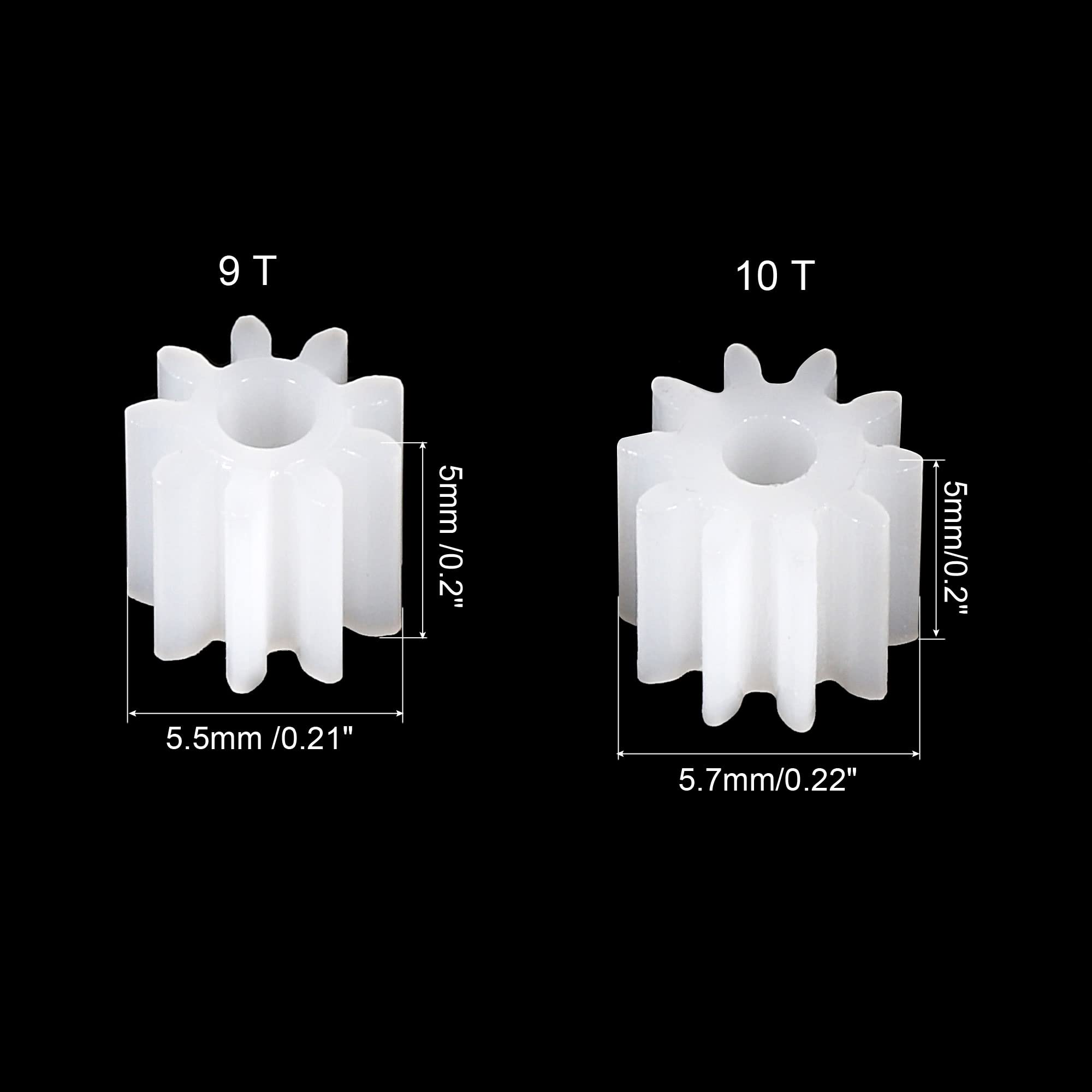 MECCANIXITY Plastic Gear Wheel 10 Teeth 9 Teeth for Motor Gearbox Shaft Pack of 1 Set