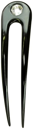 JWL Aluminio anodizado de dos puntas curvadas 4.5 "horquilla de pelo Pic Pic impermeable irrompible FPL 3.5" (negro)