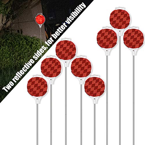 Image of CZC AUTO Red Reflective Driveway Markers 36.5-inch Double Sided Metal Post Driveway Reflectors for Easy Visibility at Night or Any Weather 16 Pack