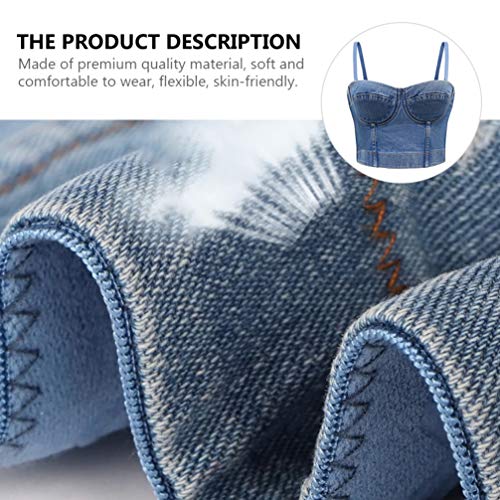 SOIMISS Top Jeans Feminino Com Bustiê Cami Top Denim Colete Tops Macios para Encontros Femininos de