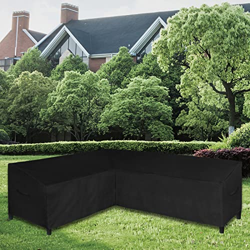Image of Easy-Going Patio L-Shaped Sectional Sofa Cover, 83 inchX104 Waterproof Outdoor Sectional Cover, Heavy Duty Garden Furniture Cover (Left Facing, Black)