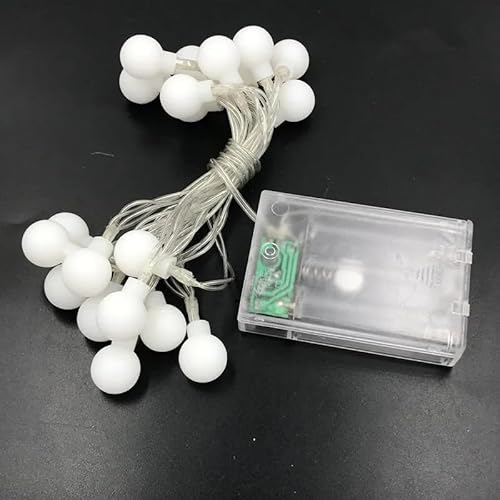 Varal de Led c/Bolinhas Brancas Gambiarra Fio De Luz 20 Bolinhas Foscas 4m Led Alimentação por Pilha