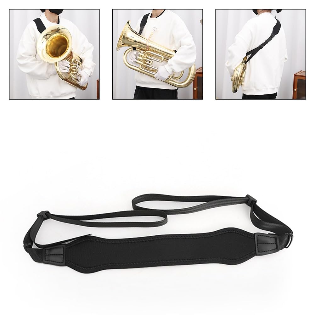Sangle d'épaule réglable en laiton pour baryton euphonium basson ténor harnais de soutien confortable en coton respirant noir 195 cm
