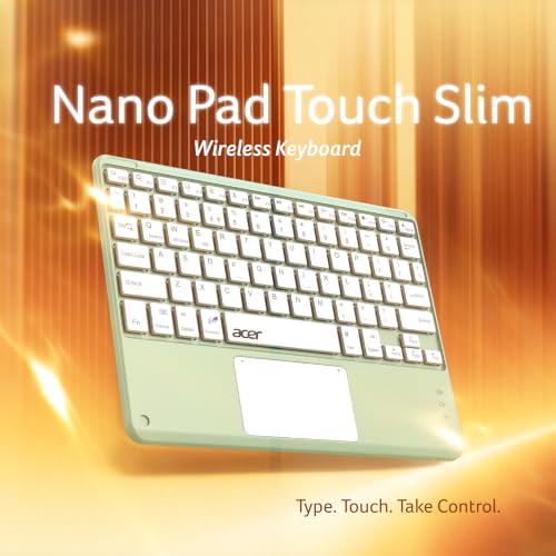 Image of Acer Nano Pad Touch Wireless Keyboard with Built-in Touchpad | Bluetooth Multi-Device Support | 280mAh Rechargeable Battery | Ultra-Slim Portable Design for Windows, Android, iOS & Mac | Green