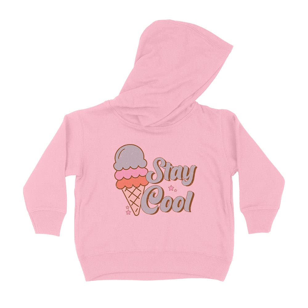 Ice Cream Stay Cool Kids Hoodie Sweatshirt Toddler 5T Light Pink