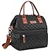 Lokass Lunch Bags for Women Wide Open Insulated Lunch Box with Double Deck Large Capacity Cooler Tote Bag with Removable Shoulder Strap Lunch Organizer for Outdoor/Work(Black)