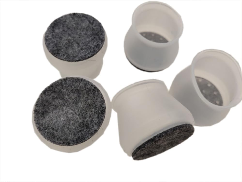 LABUK Chair Leg Cap Round Furniture Protectors for Hardwood, Tile & Laminate Floors, Slip-Resistant, Easy Install, Durable Silicone Rubber White Color (8)